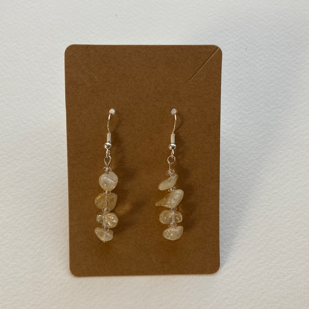 Handmade earrings, color silver, yellow aventurine.